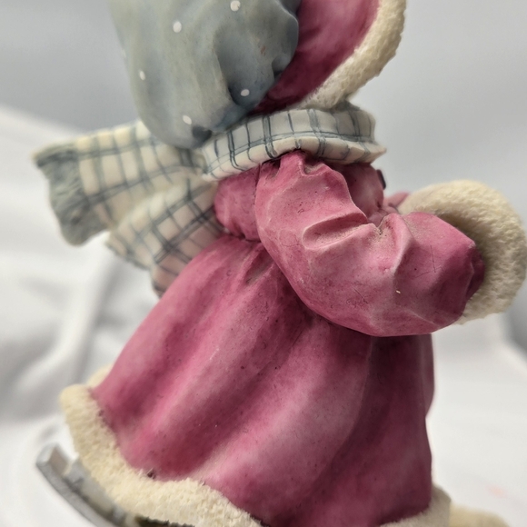 Enesco My Blushing Bunnies Ice Skating Holiday vntg Resin figurine Pink - Picture 8 of 11